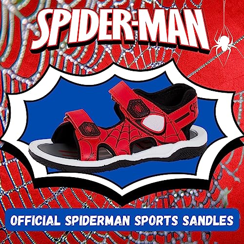 Marvel Spiderman Sports Sandals for Kids Open Toe Easy Fasten Sliders Summer Shoes Red/Black 13 UK Child
