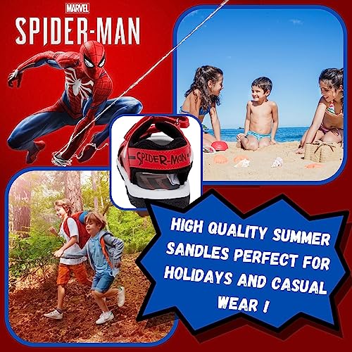 Marvel Spiderman Sports Sandals for Kids Open Toe Easy Fasten Sliders Summer Shoes Red/Black 13 UK Child