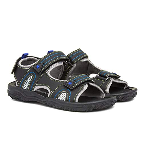 Red Fish Boys Black Easy Fasten Sandal - Size 2 UK - Black