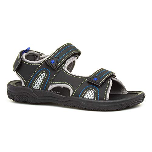 Red Fish Boys Black Easy Fasten Sandal - Size 2 UK - Black