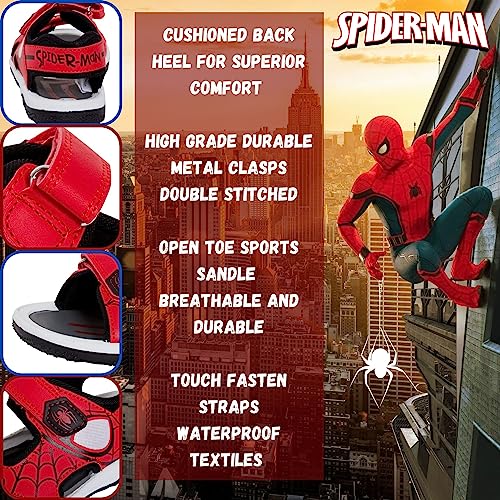Marvel Spiderman Sports Sandals for Kids Open Toe Easy Fasten Sliders Summer Shoes Red/Black 13 UK Child