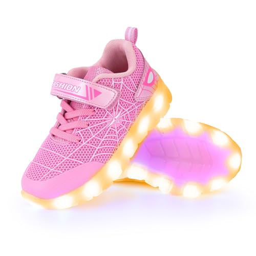 Toddler Led Walking Sneaker Spider Light up Shoes for Boys Girls Christmas Birthday Gifts for 3-9 Year Old Girls Boys (Pink, Toddler, 8.5, Numeric, UK Footwear Size System, Medium)