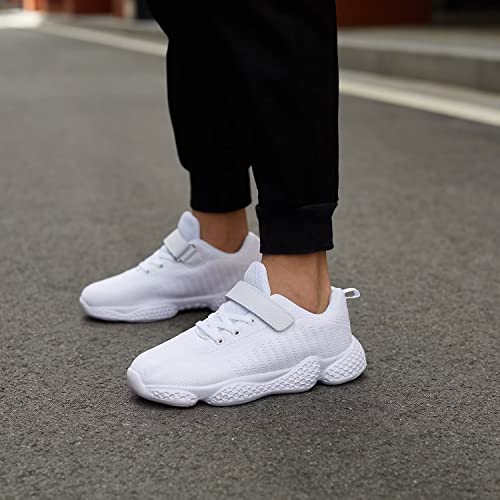 Piup Girls White Trainers Boys Lightweight Running Shoes Tennis Sneakers Outdoor Walking Shoes Kids Casual Sport Shoes Little Kid 11 UK Child