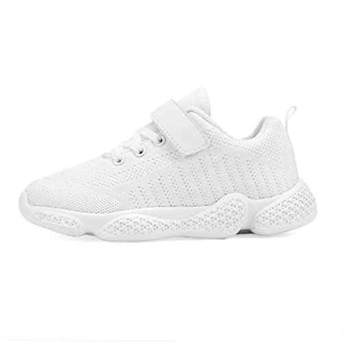 Piup Girls White Trainers Boys Lightweight Running Shoes Tennis Sneakers Outdoor Walking Shoes Kids Casual Sport Shoes Little Kid 11 UK Child