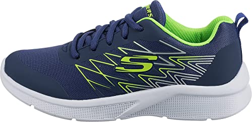 Skechers MICROSPEC Quick Sprint Sneaker, Navy Textile/Lime and Silver Trim, 11 UK Child