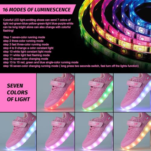 Toddler Led Walking Sneaker Spider Light up Shoes for Boys Girls Christmas Birthday Gifts for 3-9 Year Old Girls Boys (Pink, Toddler, 8.5, Numeric, UK Footwear Size System, Medium)