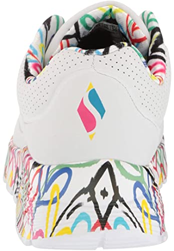 Skechers Girl's Uno Lite Lovely Luv Sneaker, White Synthetic/H. Pink Trim, 13 UK Child