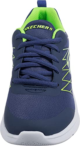 Skechers MICROSPEC Quick Sprint Sneaker, Navy Textile/Lime and Silver Trim, 11 UK Child