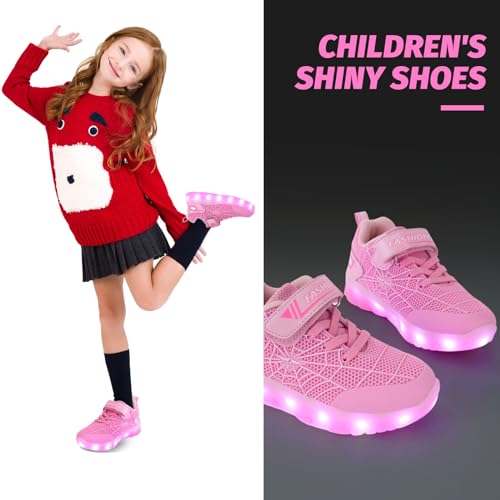 Toddler Led Walking Sneaker Spider Light up Shoes for Boys Girls Christmas Birthday Gifts for 3-9 Year Old Girls Boys (Pink, Toddler, 8.5, Numeric, UK Footwear Size System, Medium)