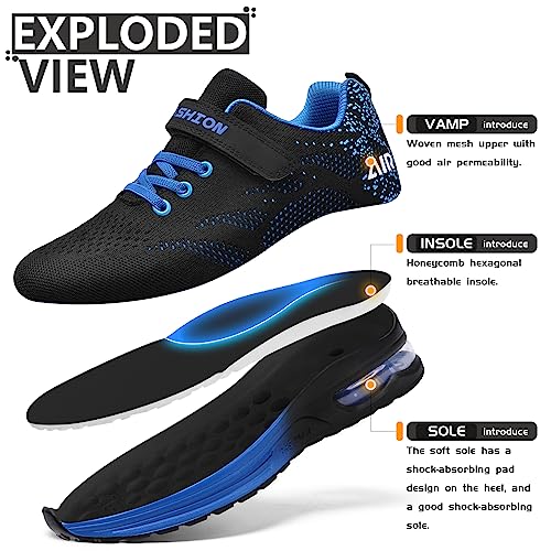 Boys Trainers Kid Sneakers Boys Girls Running Shoes Athletic Air Sneakers Lightweight Breathable Sport Shoes Unisex Kids(M Blue,34EU)