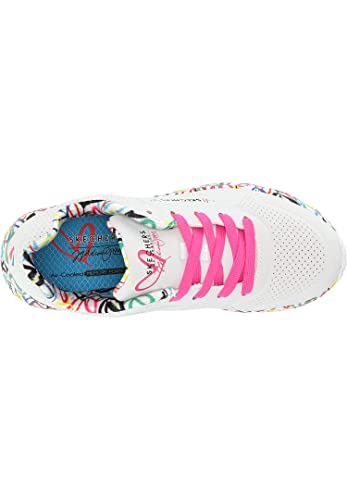 Skechers Girl's Uno Lite Lovely Luv Sneaker, White Synthetic/H. Pink Trim, 13 UK Child