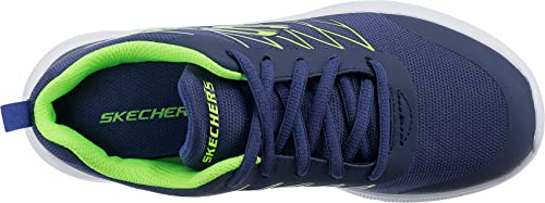 Skechers MICROSPEC Quick Sprint Sneaker, Navy Textile/Lime and Silver Trim, 11 UK Child