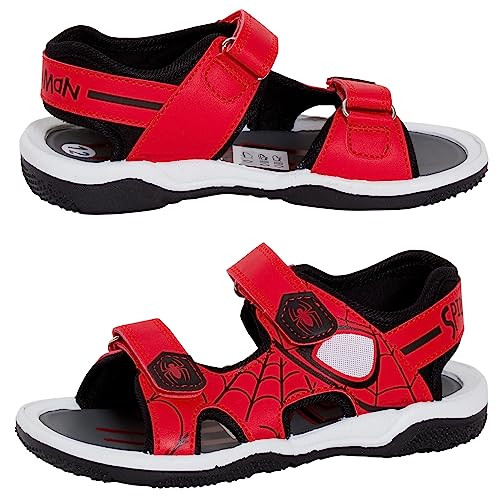 Marvel Spiderman Sports Sandals for Kids Open Toe Easy Fasten Sliders Summer Shoes Red/Black 13 UK Child