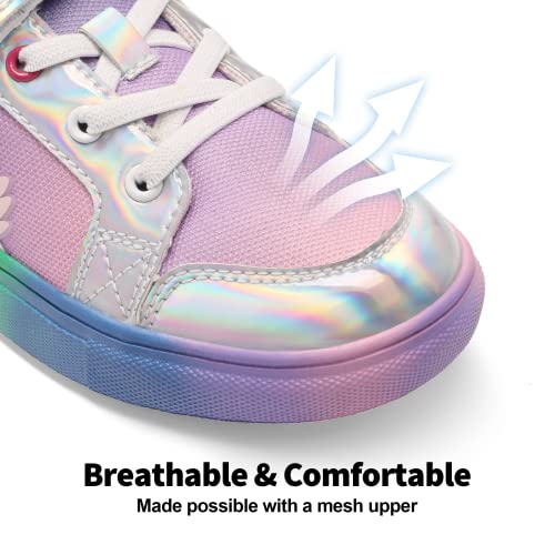 DREAM PAIRS Boys Girls Trainers Velcro Sports Breathable Lightweight Walking Shoes Little Kids Toddler Sneakers SDFS2308K,Rainbow/Silver,Size 13 UK Child/1 US Little Kid