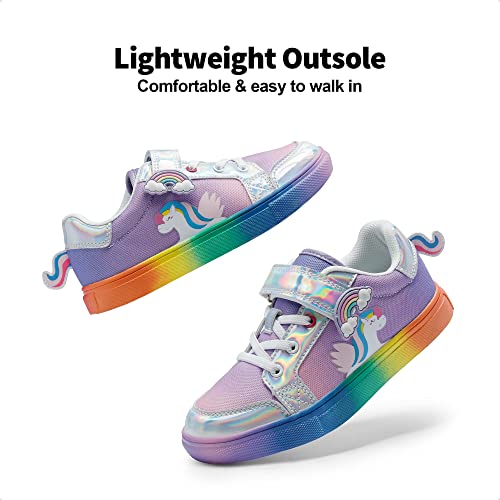DREAM PAIRS Boys Girls Trainers Velcro Sports Breathable Lightweight Walking Shoes Little Kids Toddler Sneakers SDFS2308K,Rainbow/Silver,Size 13 UK Child/1 US Little Kid