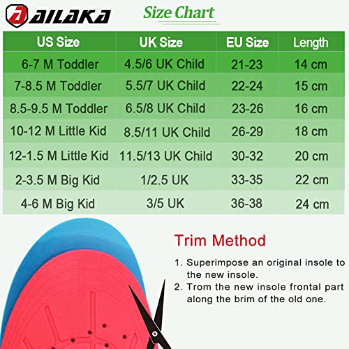 Ailaka Kids Orthotic Arch Support Shoe Insoles, Children PU Foam Cushioning Inserts for Flat feet, Plantar Fasciitis, Feet Heel Pain Relief, Green, 8.5/11 UK Child