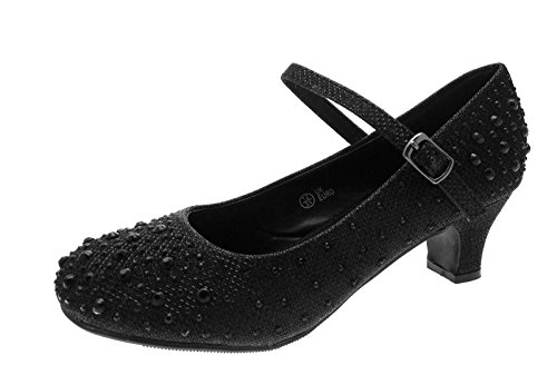 Lora Dora Girls Mary Jane Glitter Party Shoes, Black, 9 UK Child