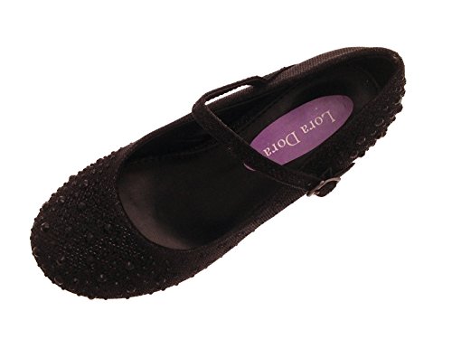 Lora Dora Girls Mary Jane Glitter Party Shoes, Black, 9 UK Child