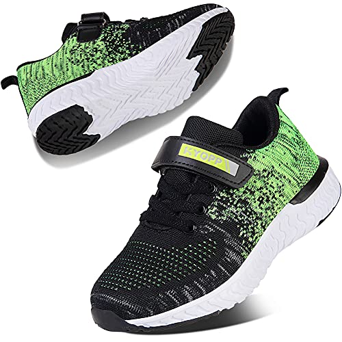 Kyopp Trainers Boys and Girls Lightweight Breathable Sports Shoes for Kids Athletic Sneakers Children(Green 13 UK Child)