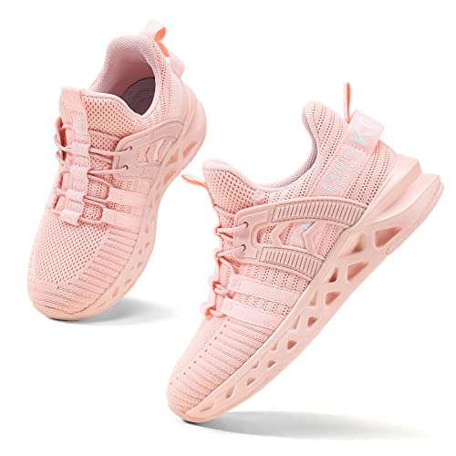 Kricely Boys Kids Trainers Boys Tennis Shoes Girls Running Walking Shoes School Gym Sports Trainers Breathable Lightweight Sneakers（Pink 11.5 UK Child）