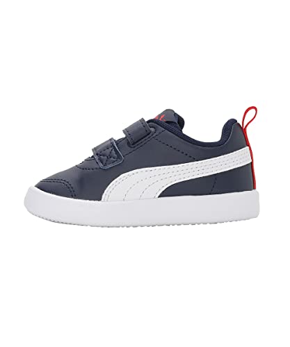 PUMA Unisex Kids Courtflex V2 V Inf Sneaker, Blue Peacoat High Risk Red, 8 UK Child