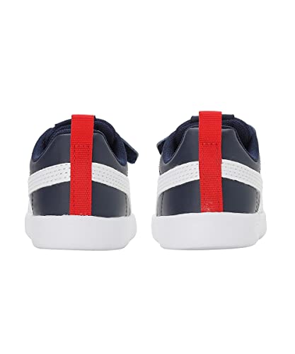 PUMA Unisex Kids Courtflex V2 V Inf Sneaker, Blue Peacoat High Risk Red, 8 UK Child