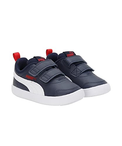 PUMA Unisex Kids Courtflex V2 V Inf Sneaker, Blue Peacoat High Risk Red, 8 UK Child