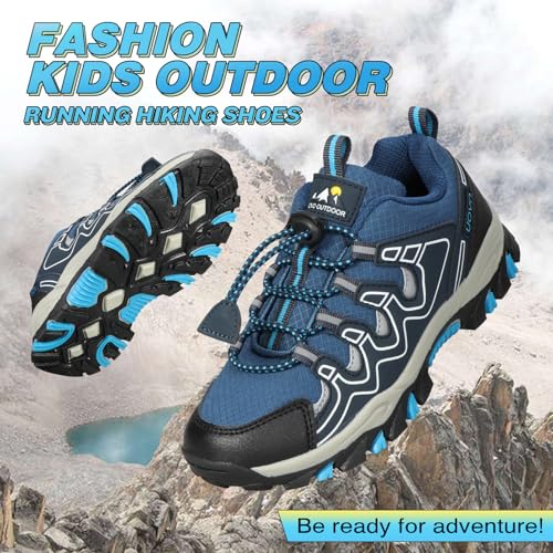 UOVO Boys Trainers Kids Water Resistant Walking Shoes Sports Outdoor Sneakers Children Trekking Hiking Footwear Running Shoes Size 5 UK Big Kids 38EU Blue