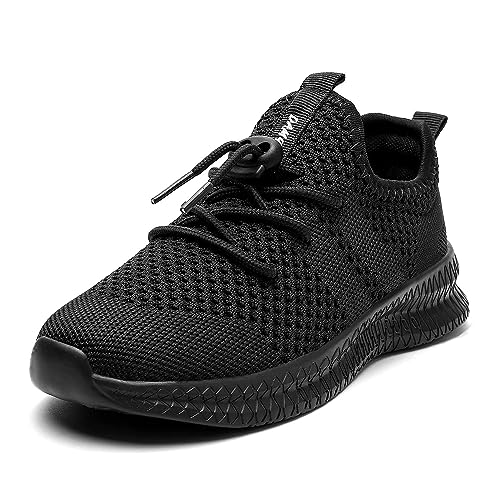 AZSDXS Boys Girls Trainers Kids Breathable Walking Tennis Sneakers Lightweight Non-Slip Running Casual Athletic School Sport Shoes A Black
