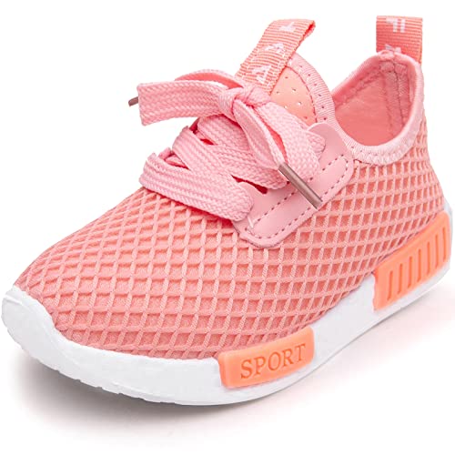 Daclay Kids Shoes Boys Girls Casual Mesh Sneakers Breathable Soft Soled Running Sports Pink 10.5 UK Child