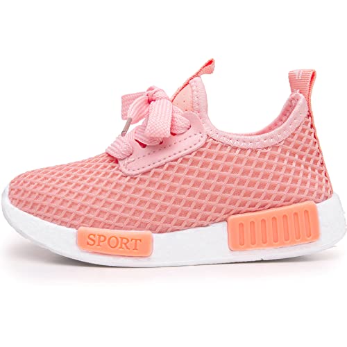 Daclay Kids Shoes Boys Girls Casual Mesh Sneakers Breathable Soft Soled Running Sports Pink 10.5 UK Child