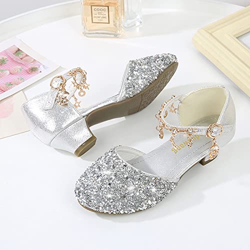 High Heels Sandals Dress Shoes Performance Sequin Glitter Princess Sandals Dress Crystal High Shoes for Girls