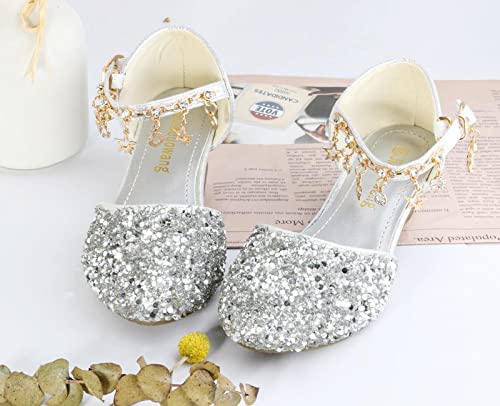 High Heels Sandals Dress Shoes Performance Sequin Glitter Princess Sandals Dress Crystal High Shoes for Girls