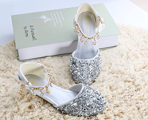 High Heels Sandals Dress Shoes Performance Sequin Glitter Princess Sandals Dress Crystal High Shoes for Girls