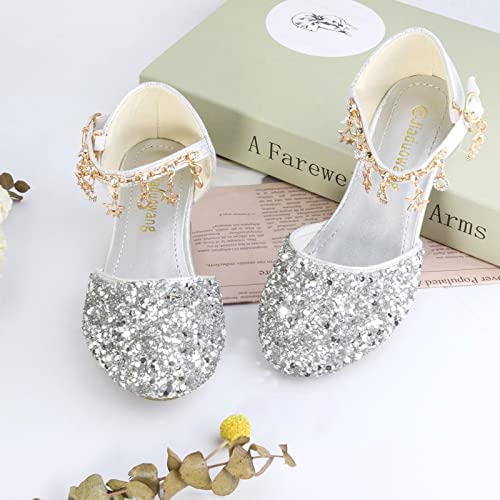 High Heels Sandals Dress Shoes Performance Sequin Glitter Princess Sandals Dress Crystal High Shoes for Girls