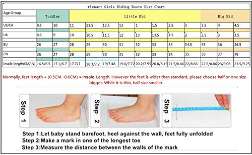 rismart Girls' Knee High Zip Riding Boots Faux Fur Lined Block Low Heel Winter Shoes SN03922(Black,13.5 UK Child)