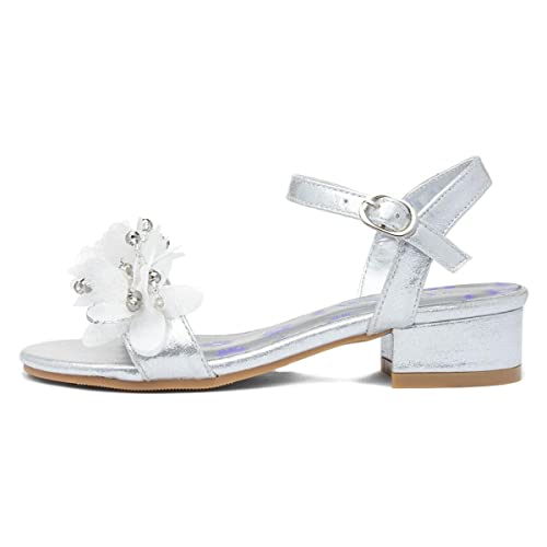 Lilley Sparkle Kids Silver Floral Heeled Sandals - Size 13 Child UK - Multicolour