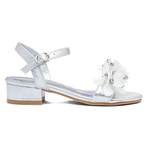 Lilley Sparkle Kids Silver Floral Heeled Sandals - Size 13 Child UK - Multicolour