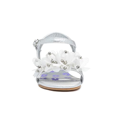 Lilley Sparkle Kids Silver Floral Heeled Sandals - Size 13 Child UK - Multicolour