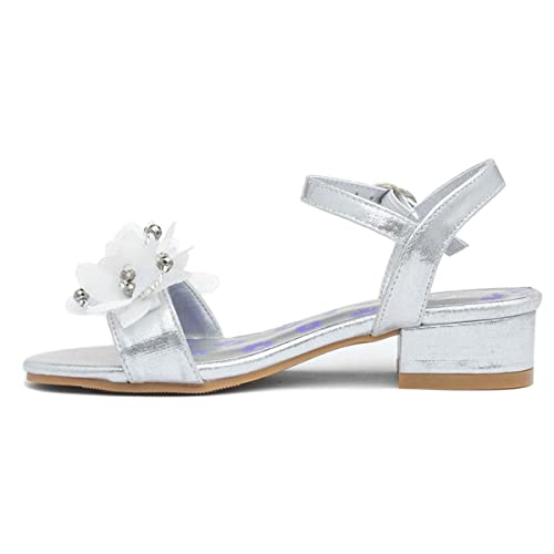 Lilley Sparkle Kids Silver Floral Heeled Sandals - Size 13 Child UK - Multicolour