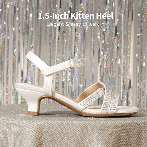 DREAM PAIRS Girls Sandals Low Heel Ankle Strap Open Toe Sandals Wedding Party Bridesmaid for Little Kid/Big Kid,SDSD2315K,WHITE,13 UK Child/1 US Little Kid
