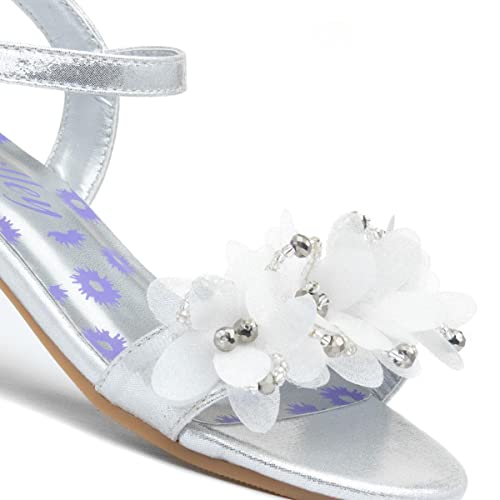 Lilley Sparkle Kids Silver Floral Heeled Sandals - Size 13 Child UK - Multicolour