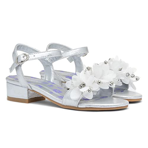 Lilley Sparkle Kids Silver Floral Heeled Sandals - Size 13 Child UK - Multicolour