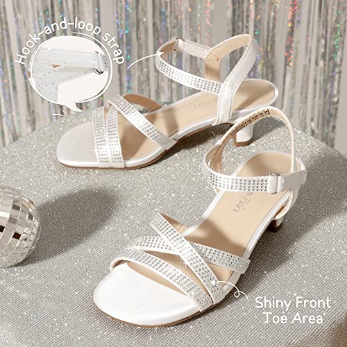 DREAM PAIRS Girls Sandals Low Heel Ankle Strap Open Toe Sandals Wedding Party Bridesmaid for Little Kid/Big Kid,SDSD2315K,WHITE,13 UK Child/1 US Little Kid