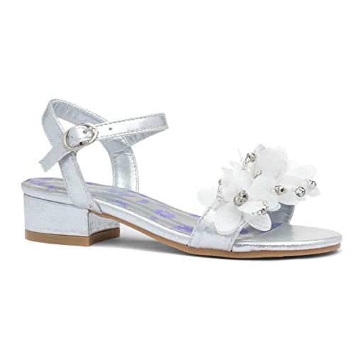 Lilley Sparkle Kids Silver Floral Heeled Sandals - Size 13 Child UK - Multicolour