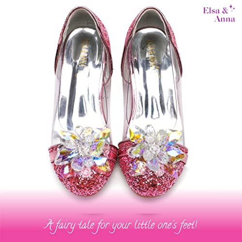 ELSA & ANNA Girls Snow Queen Princess Fancy Dress Up Party Shoes - 3cm Heel - Elsa Dress Up Shoes for Parties & Birthdays, Cosplay - Girls High Heels​​ (PNK16)