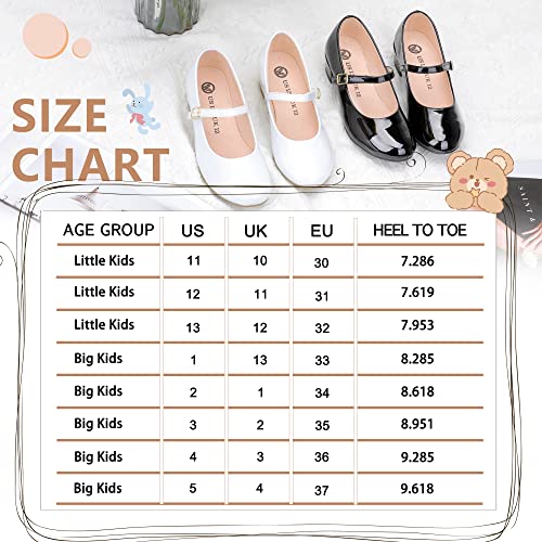 MIXIN Kids Children School Shoes Black Uniform Shoes for Girls with Low Block Heel Size 3