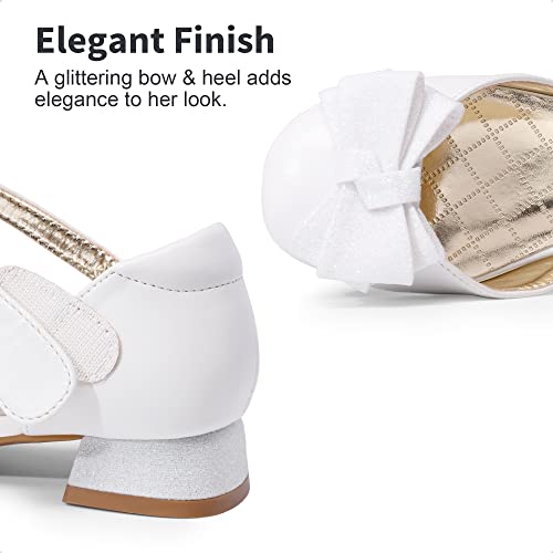 DREAM PAIRS Little Girls Low Heel Ballet Flats Wedding Party Dress Shoes,SDFL2314K-E,White,11 UK Child/30 (EUR)