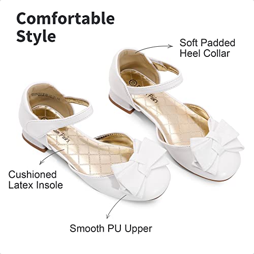 DREAM PAIRS Little Girls Low Heel Ballet Flats Wedding Party Dress Shoes,SDFL2314K-E,White,11 UK Child/30 (EUR)