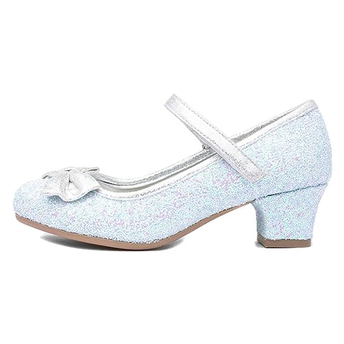 Lilley Sparkle Lacey Kids Light Blue Glitter Heel - Size 12 Child UK - Blue